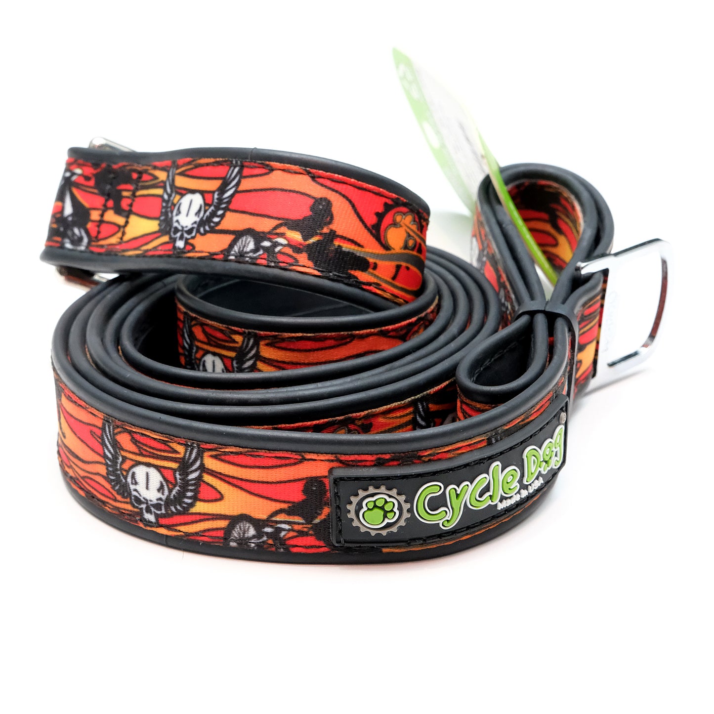Waterproof no stink “skulls & bikes” dog leash