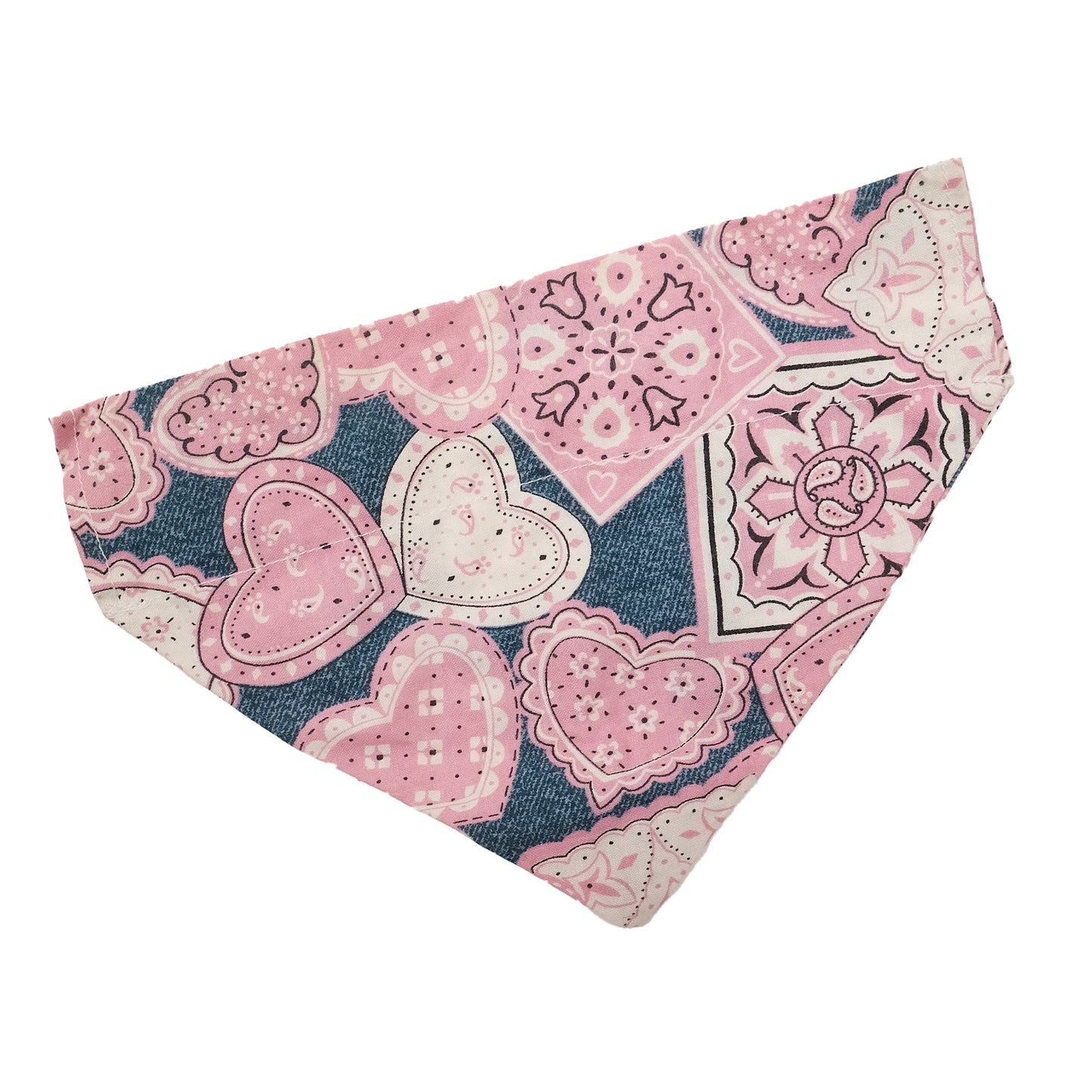 Pink and denim collar bandana