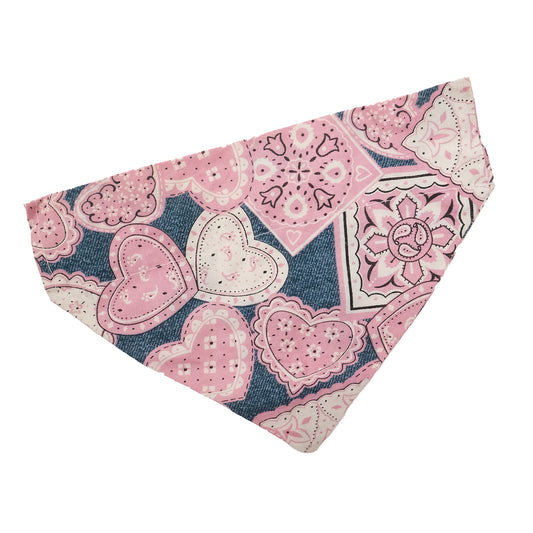 Pink and denim collar bandana