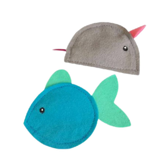 All-Natural Catnip Mouse & Fish Toy Set
