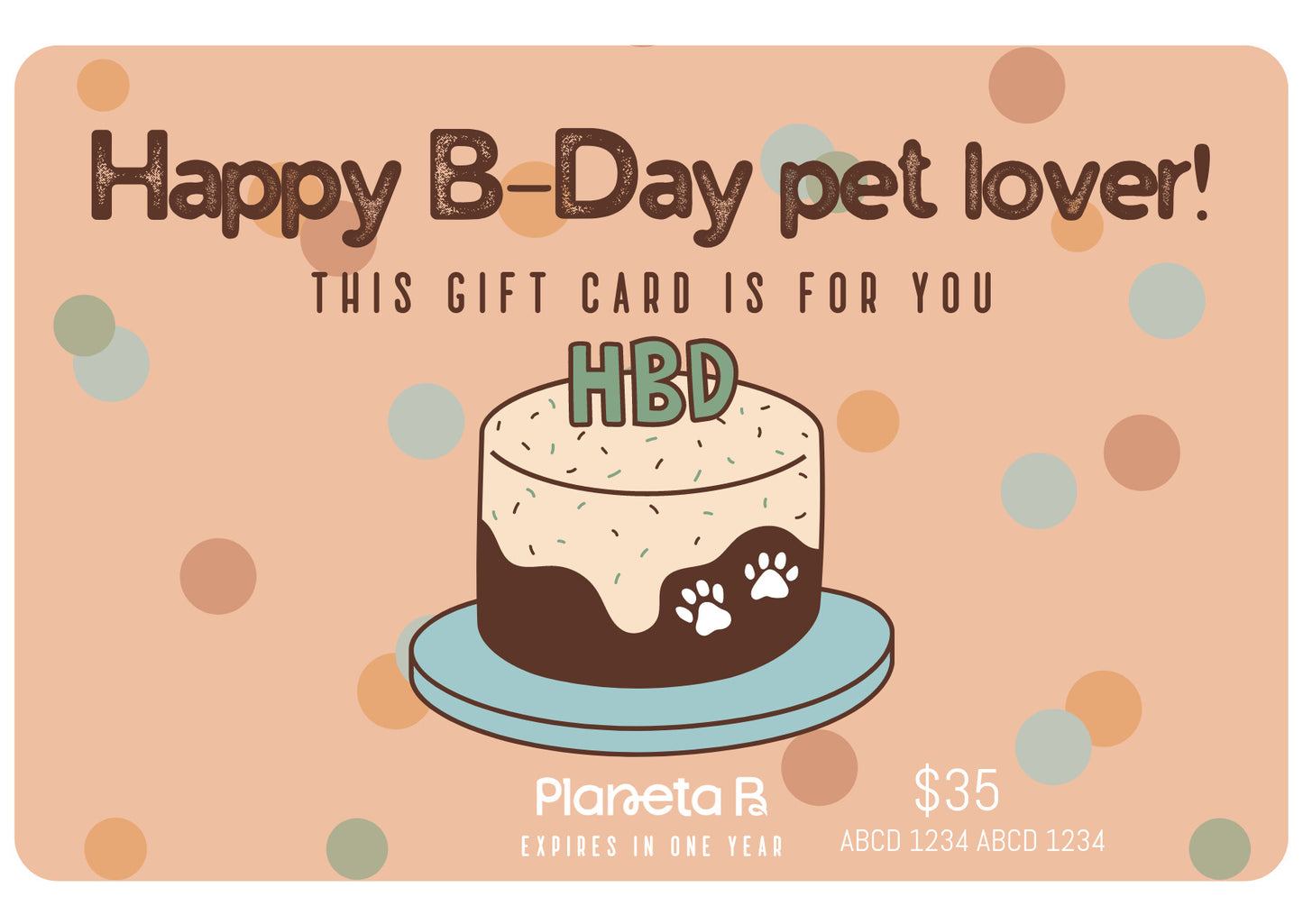 "Happy B-Day Pet Lover" e-Gift Card
