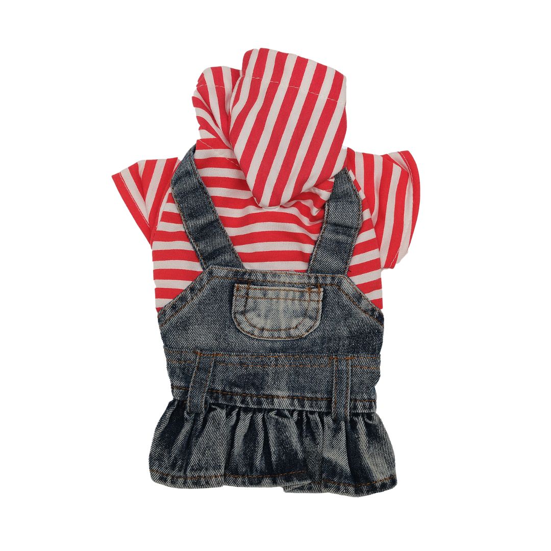 Red stripe denim dress