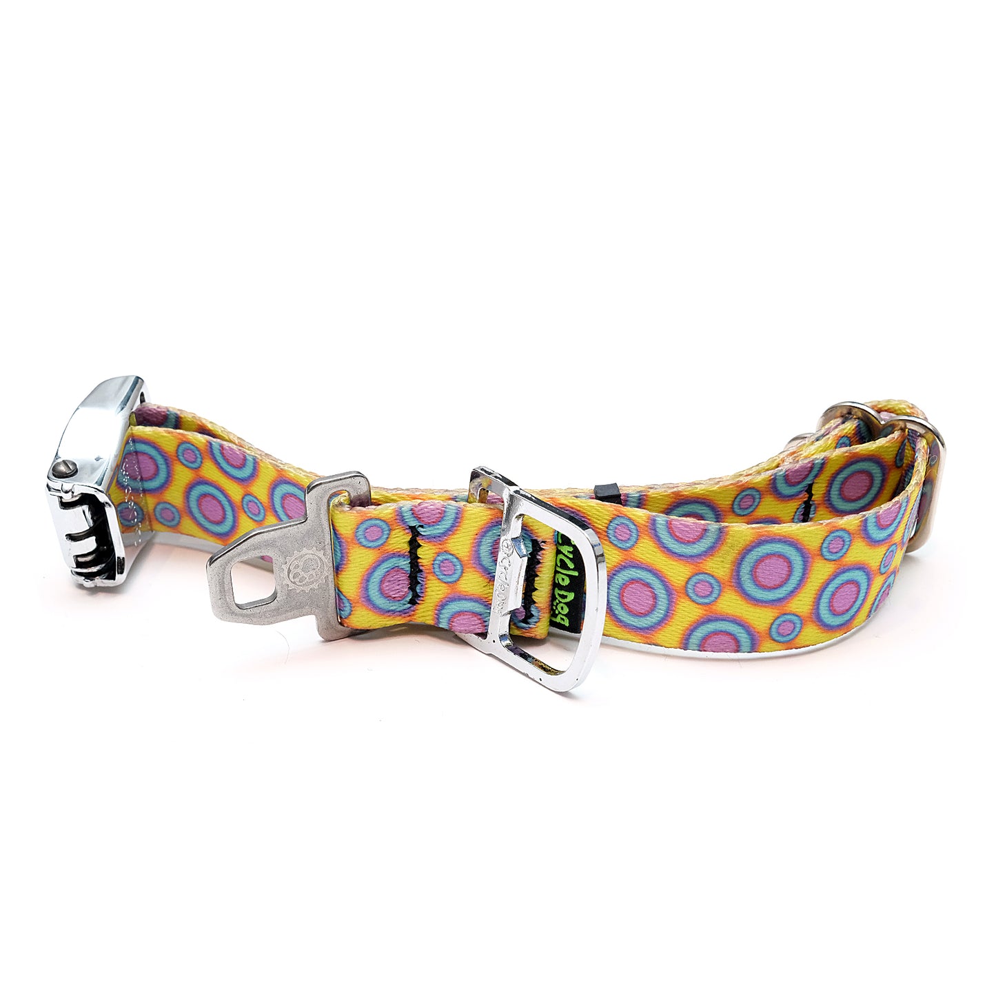 Ecoweave “yellow purple space dots" collar