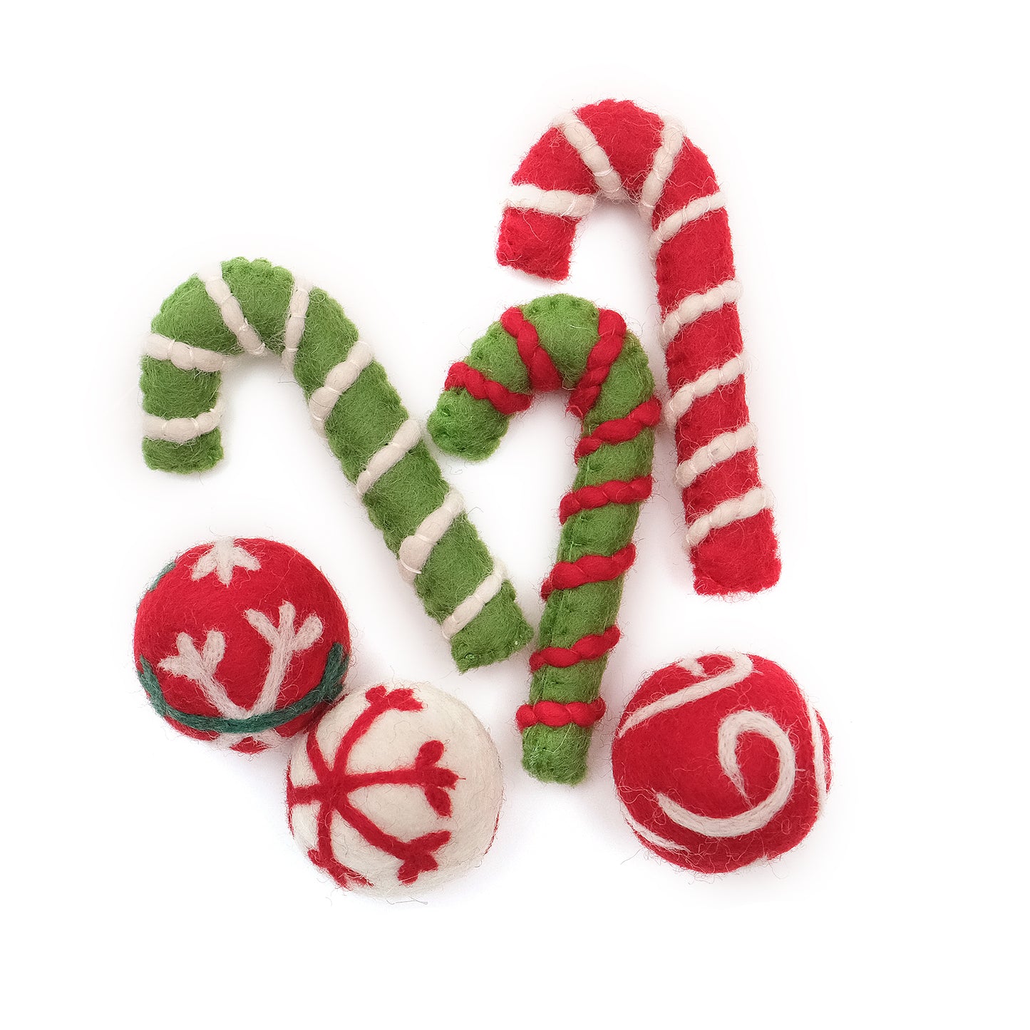 Holiday candy cane & ball set