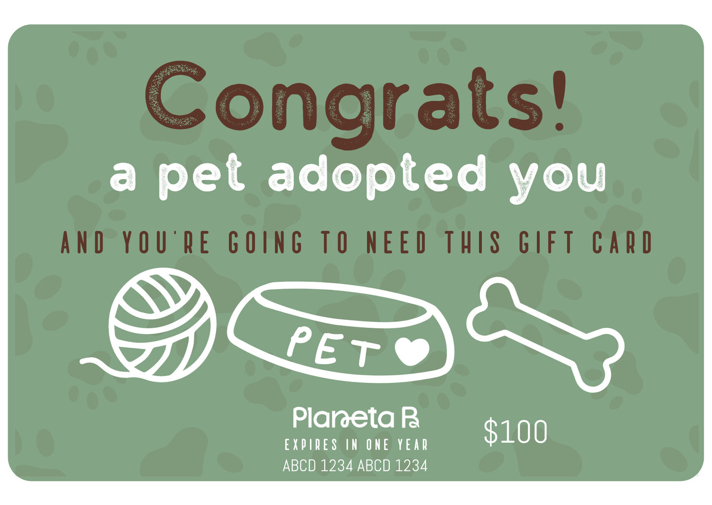 "A Pet Adopted You" e-Gift Card